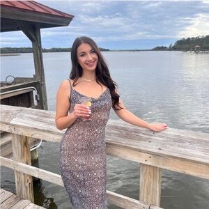 Elegant Black and White Patterned Dress